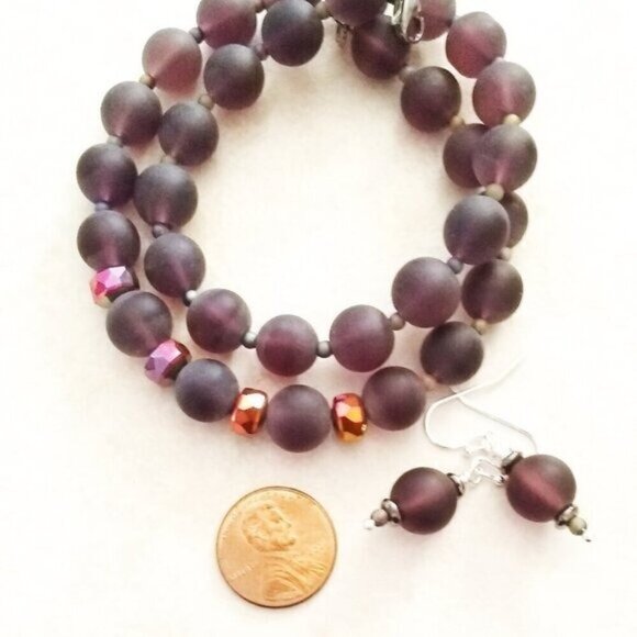 SET!!! Deepest Mauve & Sparkling Mango + Plum - Wrap Bracelet + Earring Set!!! - Picture 8 of 8